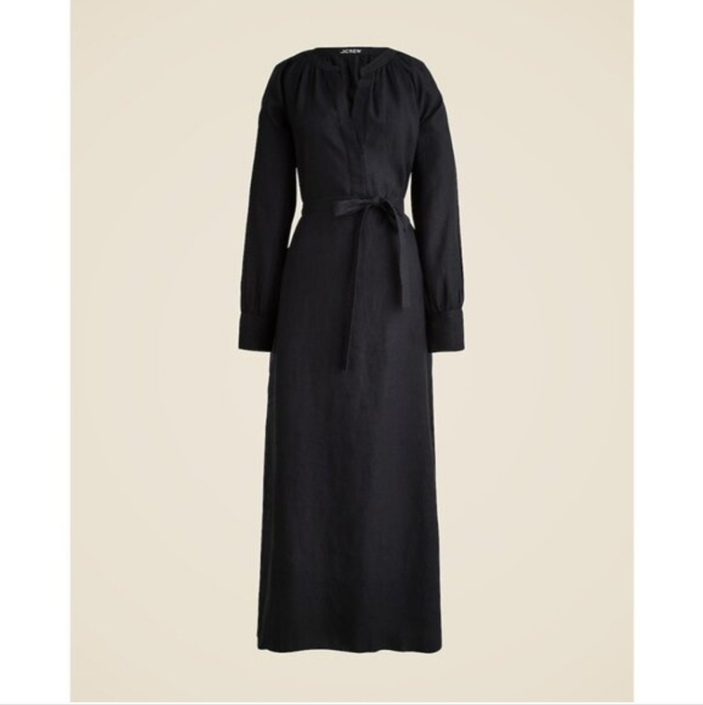 J. Crew Cabana Dress In Linen With Pockets And Removable Belt